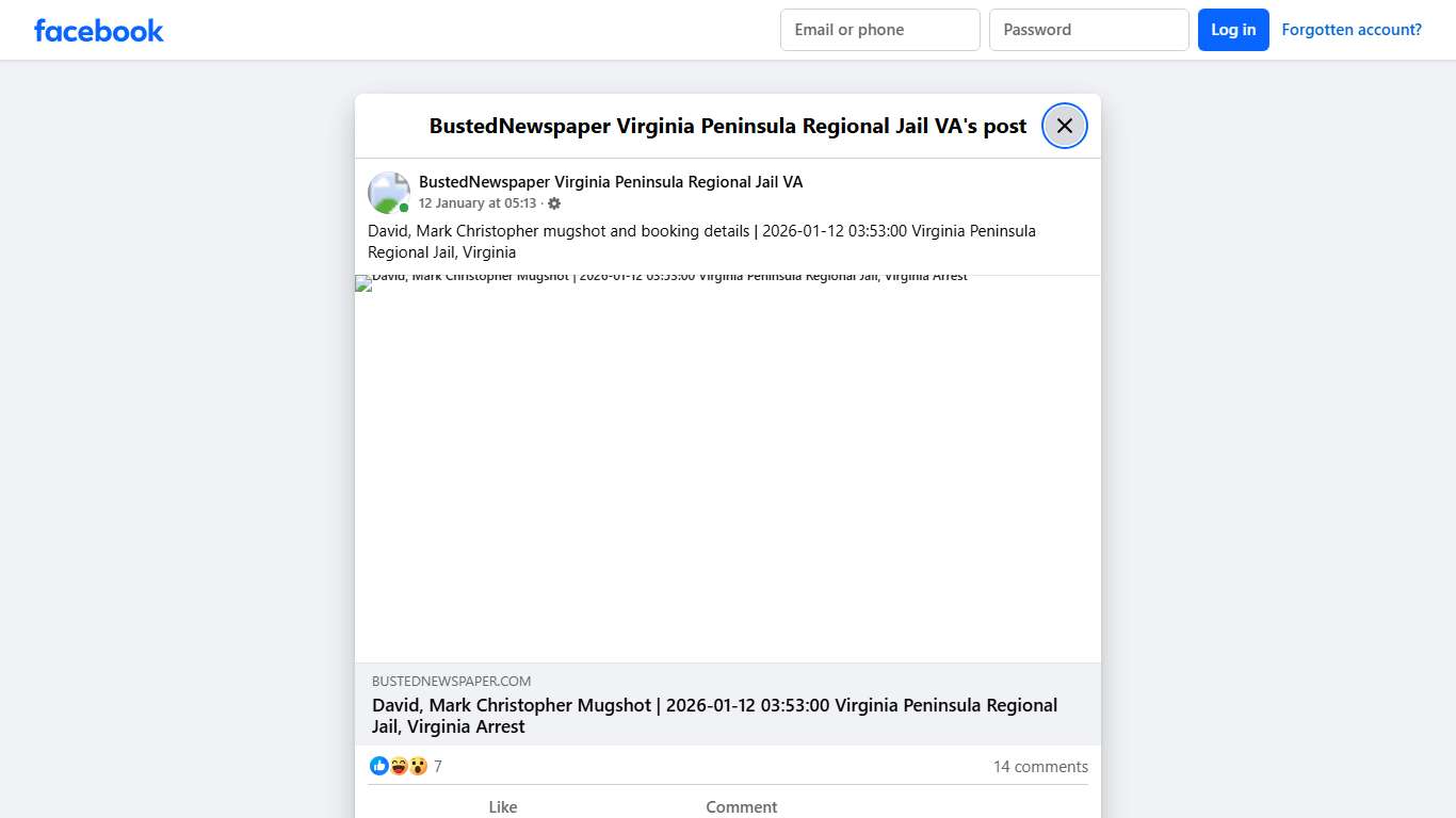 David... - BustedNewspaper Virginia Peninsula Regional Jail VA Facebook